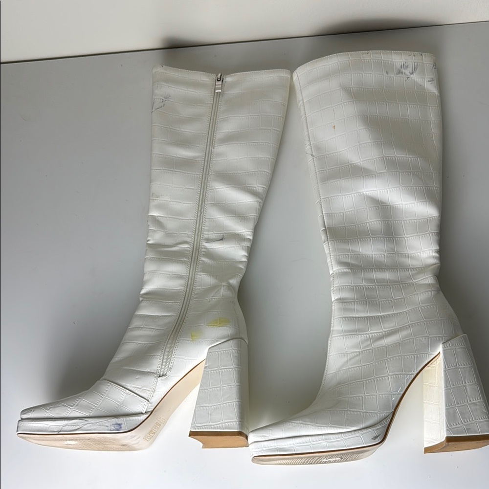Princess Polly White Knee-High Women's Boots